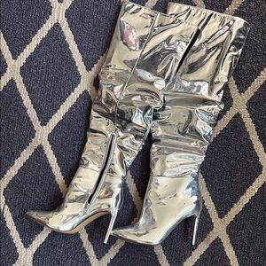 I.N.C. Silver Thigh High Stiletto Boots